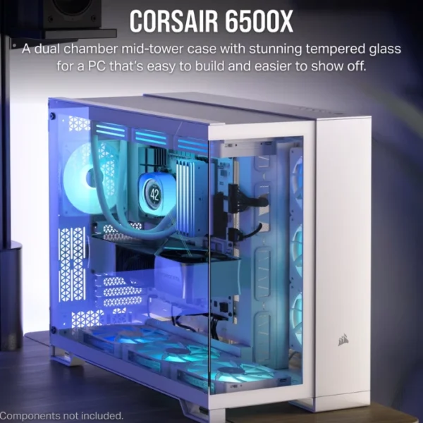 CORSAIR 6500X White — Caja ATX, Sin Fans, blanco - Imagen 2