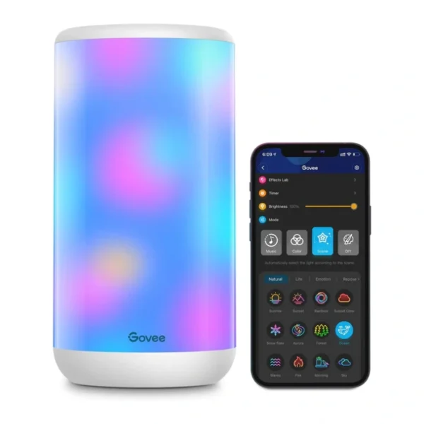 Govee H6052 Aura Smart Table Lamp — Lámpara de mesa inteligente, 43 modos de escena, Modo de música
