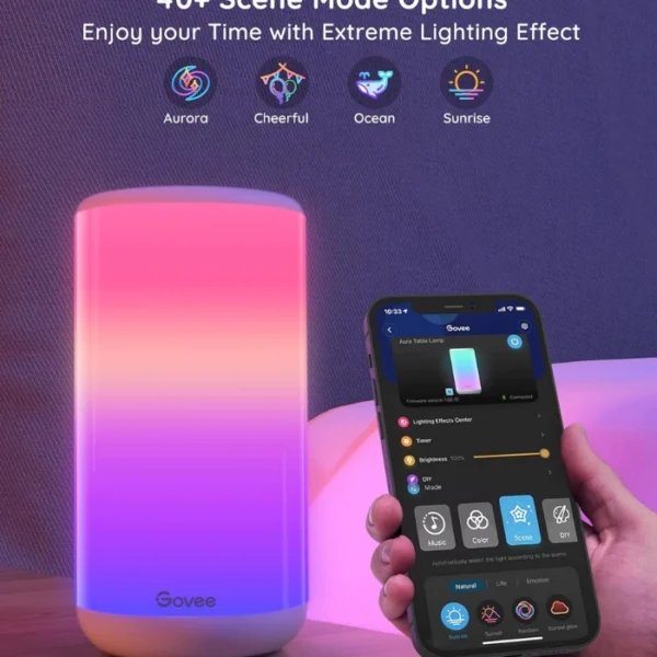 Govee H6052 Aura Smart Table Lamp — Lámpara de mesa inteligente, 43 modos de escena, Modo de música - Imagen 2