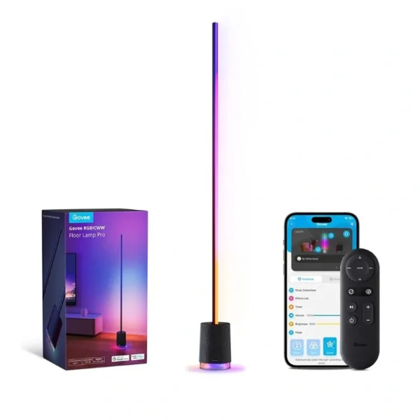 Govee Lampara de Piso RGBIC — Lámpara LED RGBICWW con altavoz Bluetooth, 2100 lúmenes, 16 millones de colores, sincronización de música