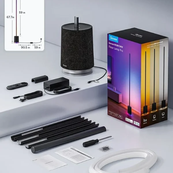 Govee Lampara de Piso RGBIC — Lámpara LED RGBICWW con altavoz Bluetooth, 2100 lúmenes, 16 millones de colores, sincronización de música - Imagen 2