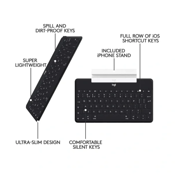 Logitech Keys-To-Go Black — Teclado bluetooth, ligero, negro, para iPhone, iPad, Mac y Apple TV - Imagen 7