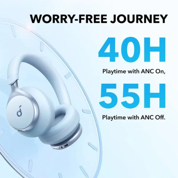 Soundcore by Anker Space One Sky Blue — Audífonos con cancelación activa de ruido, inalámbricos, Bluetooth 5.3, celeste - Imagen 2