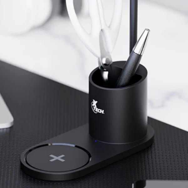 Xtech Lámpara LED de escritorio con portalápices y base de carga inalámbrica - Imagen 4