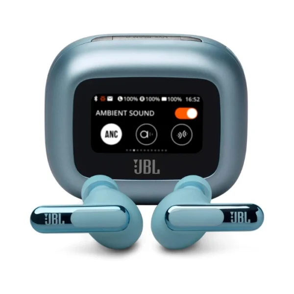 JBL LiveBeam 3 Blue — Auriculares True Wireless, cancelación de ruido, diseño Stick Closed, Smart Charging Case Pantalla Táctil 1,45", azul