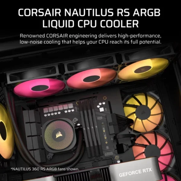 CORSAIR Nautilus 240 RS ARGB Black — Enfriamiento Líquido AiO 240mm, Daisy-Chain, socket LGA1851/1700-AM5/AM4,, negro - Imagen 2
