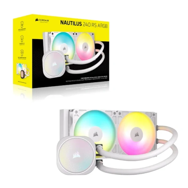 CORSAIR Nautilus 240 RS ARGB White — Enfriamiento Líquido AiO 240mm, Daisy-Chain, socket LGA1851/1700-AM5/AM4, blanco - Imagen 7