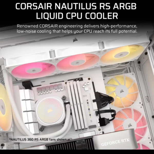 CORSAIR Nautilus 240 RS ARGB White — Enfriamiento Líquido AiO 240mm, Daisy-Chain, socket LGA1851/1700-AM5/AM4, blanco - Imagen 2