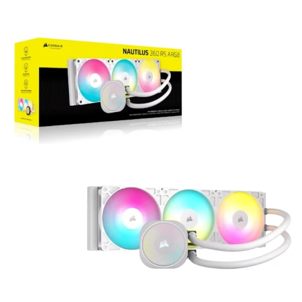 CORSAIR Nautilus 360 RS ARGB White — Enfriamiento Líquido AiO 360mm, Daisy-Chain, socket LGA1851/1700-AM5/AM4, blanco - Imagen 7