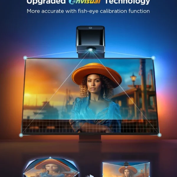 Govee TV Backlight 3 Lite —  Con función de corrección Fish-Eye, para TVs de 55 a 65", tira de luces LED RGBICW Wi-Fi de 11.8 pies, con cámara, control por voz, adaptador - Imagen 4