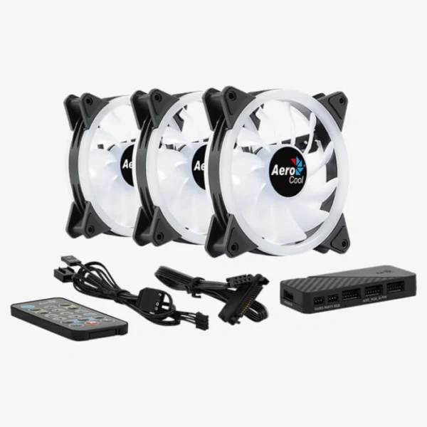AeroCool Duo 12 Pro — Kit de 3 Fans 120mm, Hub H66F, Control remoto - Imagen 7