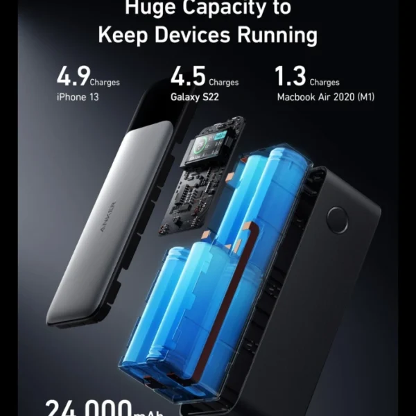 ANKER 737 Power Bank — Cargador portátil, 3 puertos, 24 000 mAh, carga rápida de 140 W, pantalla inteligente - Imagen 6