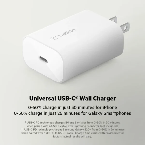 Belkin BoostCharge USB-C PD 3.0 PPS — Cargador 25W, conexión USB-C, blanco - Imagen 2