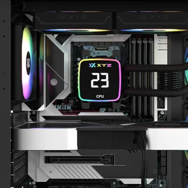 XYZ Aquapulse 240 Black — Enfriamiento líquido AiO 240mm, pantalla de temperatura digital, socket LGA1851/1700-AM5/AM4, negro - Imagen 4