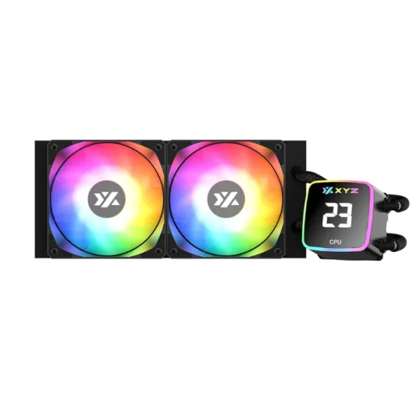 XYZ Aquapulse 240 Black — Enfriamiento líquido AiO 240mm, pantalla de temperatura digital, socket LGA1851/1700-AM5/AM4, negro - Imagen 2