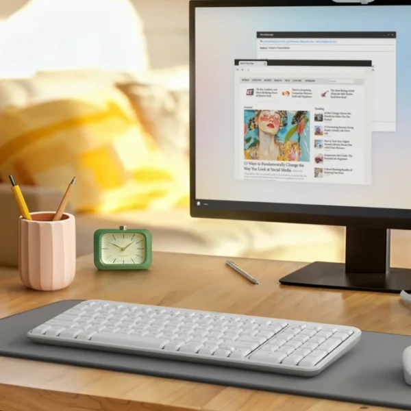 Logitech K250 Compact White — Teclado bluetooth, inalámbrico, español, blanco - Imagen 4