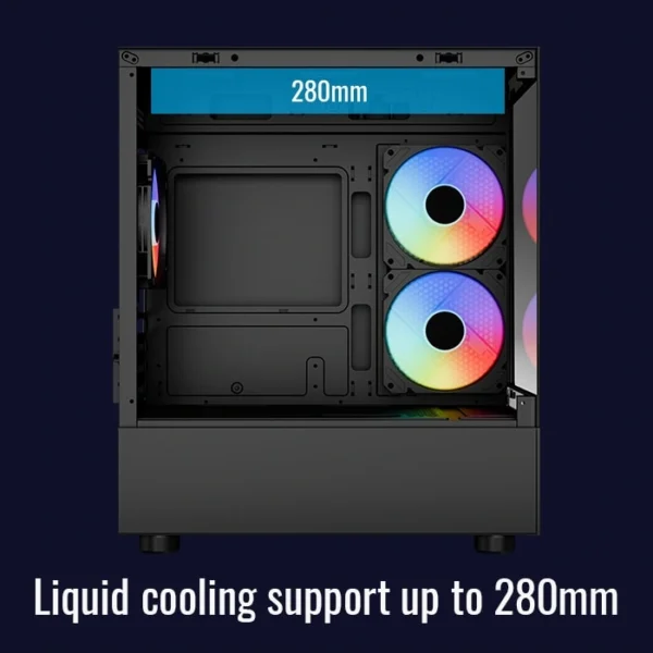 AeroCool Viewport Mini Black — Caja microATX, 3 Fans 120mm, negro - Imagen 3