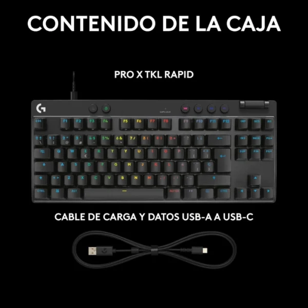 Logitech G PRO X TKL RAPID Black — Teclado mecánico, con cable, inglés, negro - Imagen 7