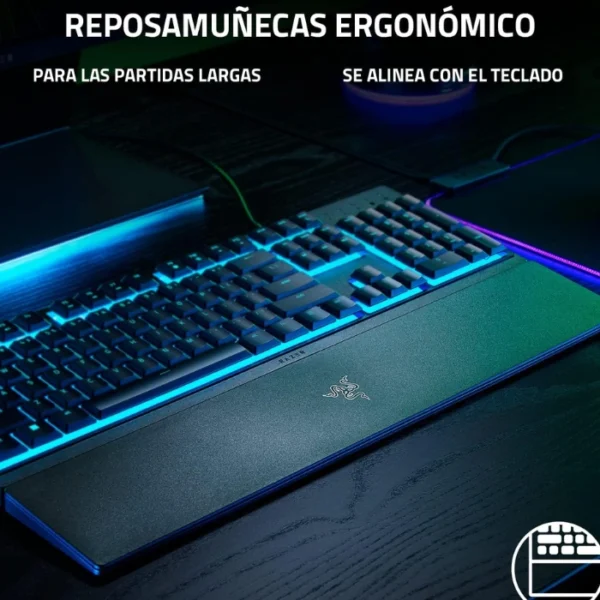 Razer Ornata V3 X — Teclado gaming, español, ergonómico silencioso, USB, Membrana, RGB Chroma, negro - Imagen 7