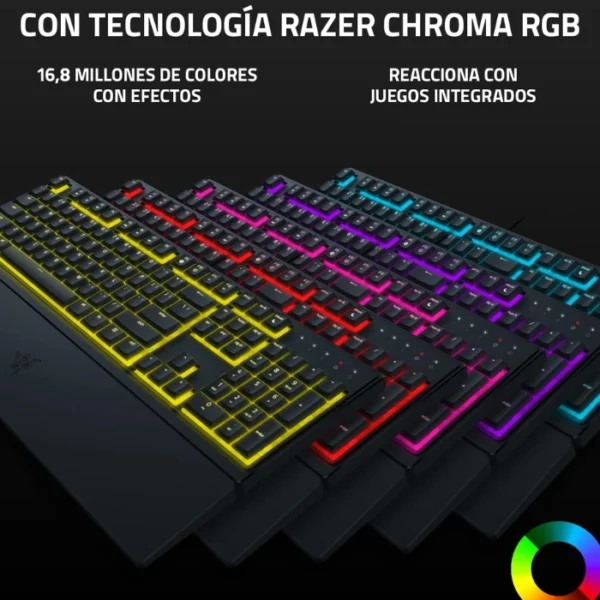 Razer Ornata V3 X — Teclado gaming, español, ergonómico silencioso, USB, Membrana, RGB Chroma, negro - Imagen 2