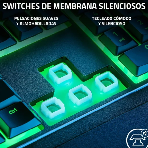 Razer Ornata V3 X — Teclado gaming, español, ergonómico silencioso, USB, Membrana, RGB Chroma, negro - Imagen 4