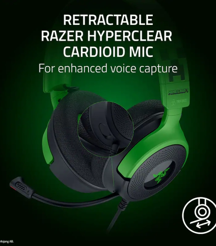 Producto Web - 2025-10-27T211826.091 Razer Kraken V4 X Minecraft Edition — Audífonos gaming, con cable, para PC, Mac, Playstation, Nintendo Switch, Steam Deck, Mobile y Tablet, Chroma RGB, verde - Imagen 4