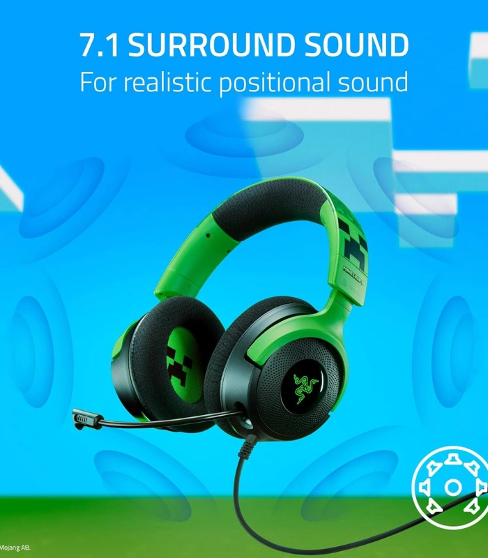 Producto Web - 2025-10-27T211915.114 Razer Kraken V4 X Minecraft Edition — Audífonos gaming, con cable, para PC, Mac, Playstation, Nintendo Switch, Steam Deck, Mobile y Tablet, Chroma RGB, verde - Imagen 2