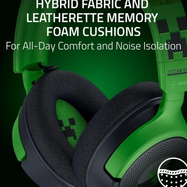 Razer Kraken V4 X Minecraft Edition — Audífonos gaming, con cable, para PC, Mac, Playstation, Nintendo Switch, Steam Deck, Mobile y Tablet, Chroma RGB, verde - Imagen 6
