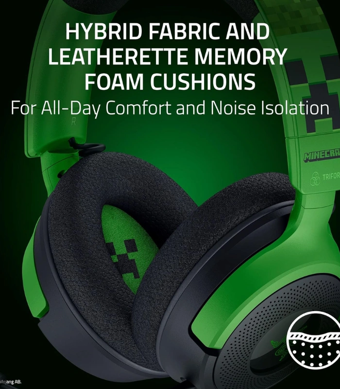 Producto Web - 2025-10-27T211927.927 Razer Kraken V4 X Minecraft Edition — Audífonos gaming, con cable, para PC, Mac, Playstation, Nintendo Switch, Steam Deck, Mobile y Tablet, Chroma RGB, verde - Imagen 6