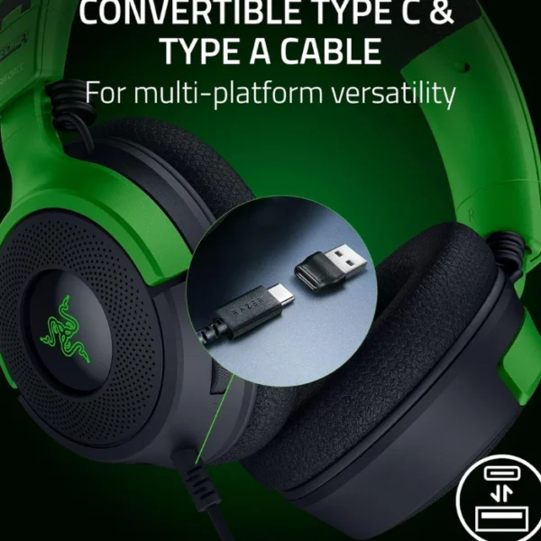 Razer Kraken V4 X Minecraft Edition — Audífonos gaming, con cable, para PC, Mac, Playstation, Nintendo Switch, Steam Deck, Mobile y Tablet, Chroma RGB, verde - Imagen 7