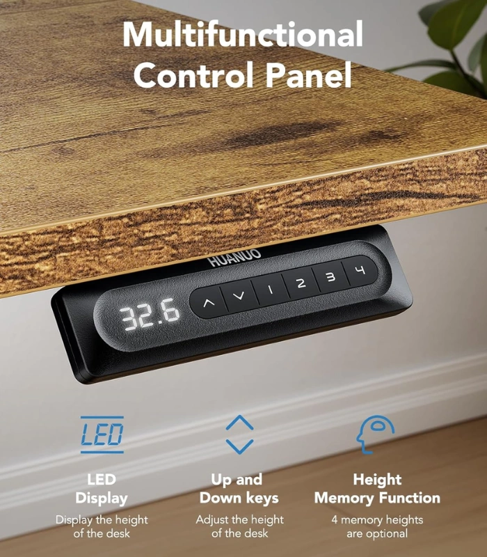 Producto Web - 2025-10-29T164052.316 HUANUO Essential Standing Desk Vintage Brown — 55" x 24", Escritorio eléctrico de altura ajustable, Marrón Vintage, no se entrega armada - Imagen 7