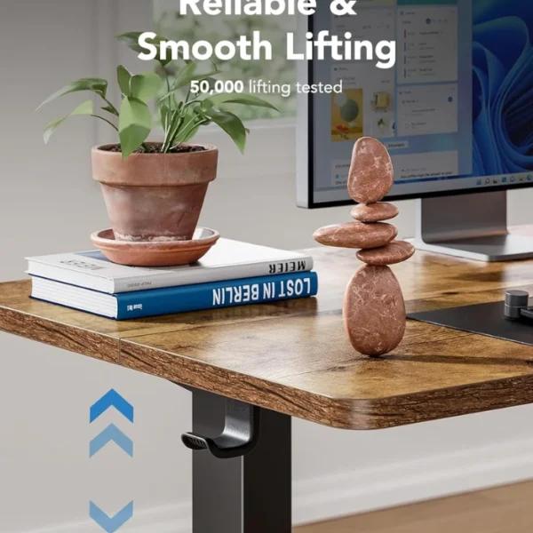 HUANUO Essential Standing Desk Vintage Brown — 55" x 24", Escritorio eléctrico de altura ajustable, Marrón Vintage, no se entrega armada - Imagen 6