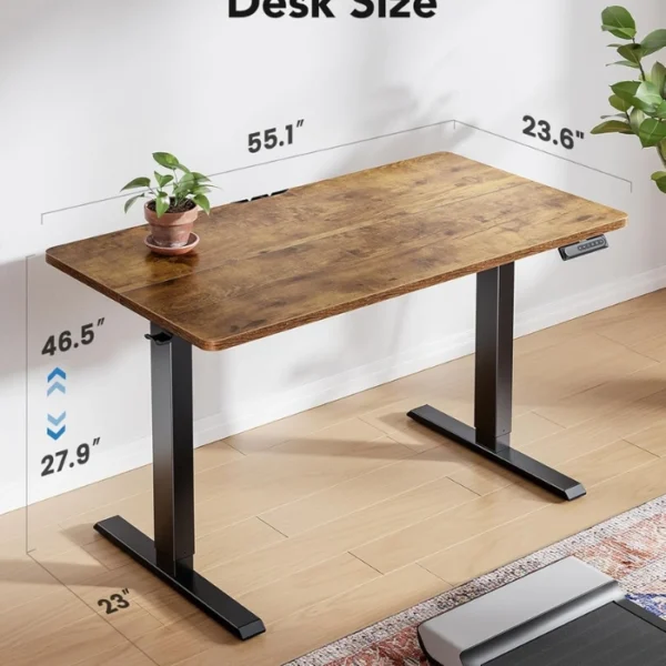 HUANUO Essential Standing Desk Vintage Brown — 55" x 24", Escritorio eléctrico de altura ajustable, Marrón Vintage, no se entrega armada - Imagen 3