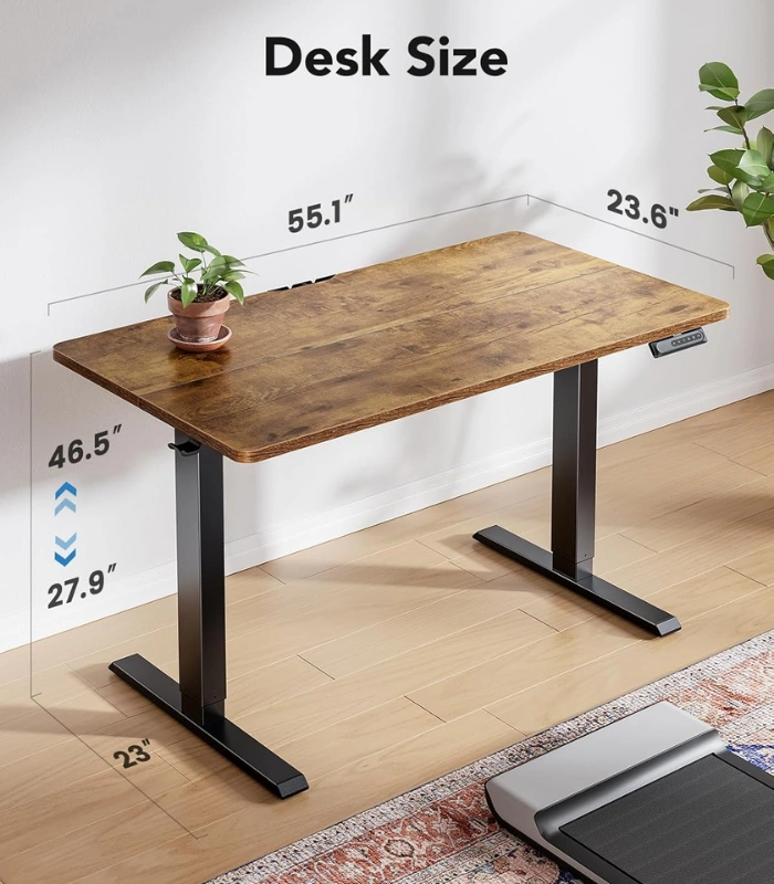 Producto Web - 2025-10-29T164119.373 HUANUO Essential Standing Desk Vintage Brown — 55" x 24", Escritorio eléctrico de altura ajustable, Marrón Vintage, no se entrega armada - Imagen 3