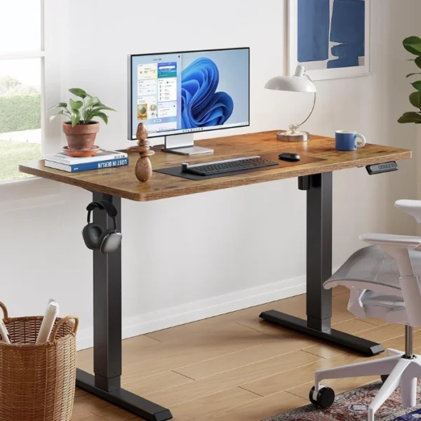 HUANUO Essential Standing Desk Vintage Brown — 55" x 24", Escritorio eléctrico de altura ajustable, Marrón Vintage, no se entrega armada - Imagen 2