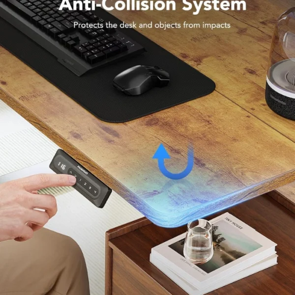 HUANUO Essential Standing Desk Vintage Brown — 55" x 24", Escritorio eléctrico de altura ajustable, Marrón Vintage, no se entrega armada - Imagen 4