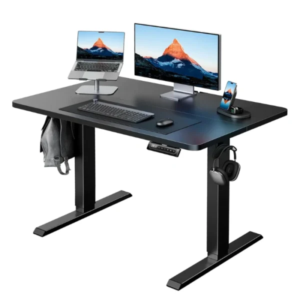 HUANUO Essential Standing Desk Black — 48" x 24", Escritorio eléctrico de altura ajustable, negro, no se entrega armada