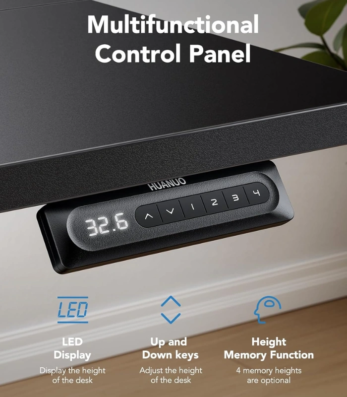 Producto Web - 2025-10-29T165728.988 HUANUO Essential Standing Desk Black — 48" x 24", Escritorio eléctrico de altura ajustable, negro, no se entrega armada - Imagen 6