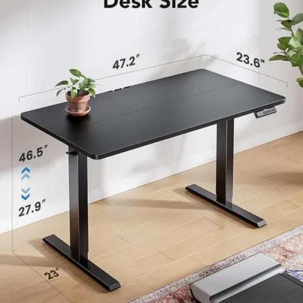 HUANUO Essential Standing Desk Black — 48" x 24", Escritorio eléctrico de altura ajustable, negro, no se entrega armada - Imagen 2