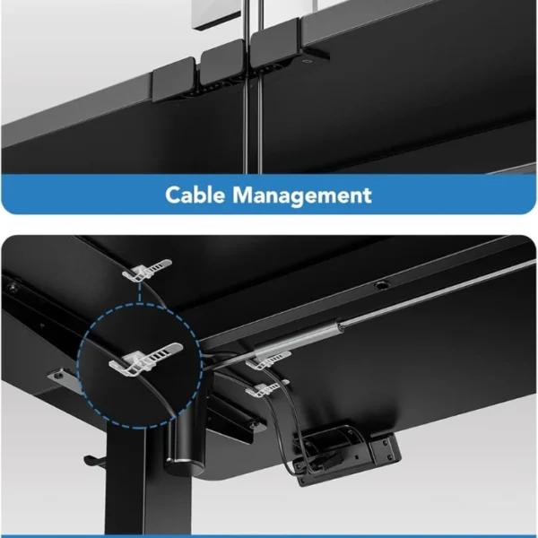 HUANUO Essential Standing Desk Black — 48" x 24", Escritorio eléctrico de altura ajustable, negro, no se entrega armada - Imagen 4