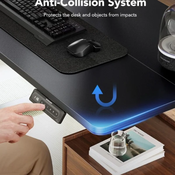 HUANUO Essential Standing Desk Black — 48" x 24", Escritorio eléctrico de altura ajustable, negro, no se entrega armada - Imagen 3