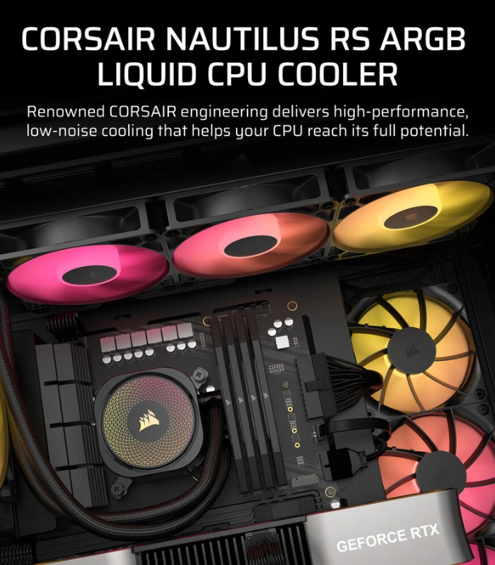Producto Web - 2025-10-30T171554.187 CORSAIR Nautilus 360 RS ARGB Black — Enfriamiento Líquido AiO 360mm, Daisy-Chain, socket LGA1851/1700-AM5/AM4, negro - Imagen 3