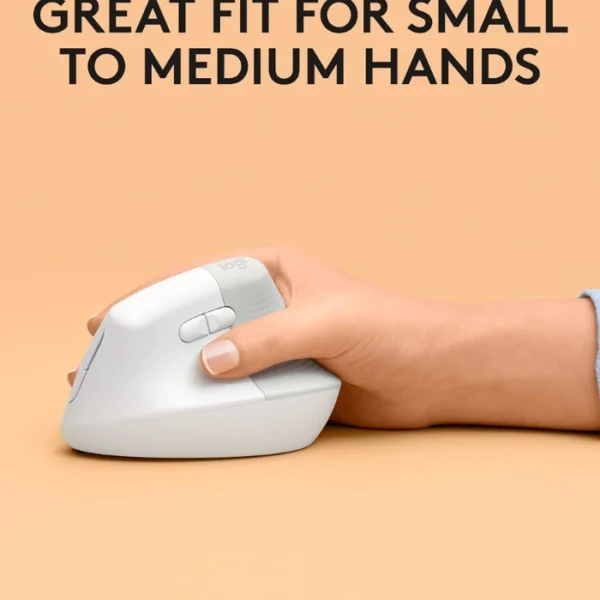 Logitech Lift Vertical White — Mouse Inalámbrico, USB-A, 1000DPI, Blanco - Imagen 3