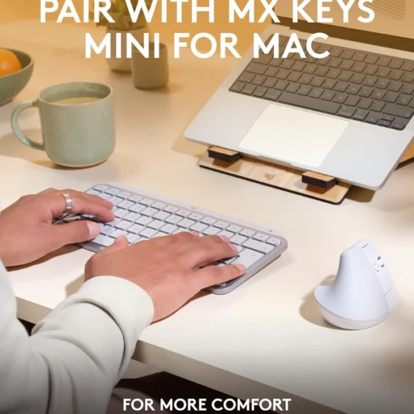 Logitech Lift Vertical White — Mouse Inalámbrico, USB-A, 1000DPI, Blanco - Imagen 8