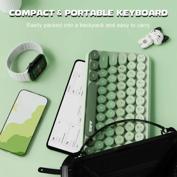 Ajazz 308i Milky Meow — Teclado inalámbrico, Bluetooth, retro, incluye gato magnético, verde gradiente - Imagen 6