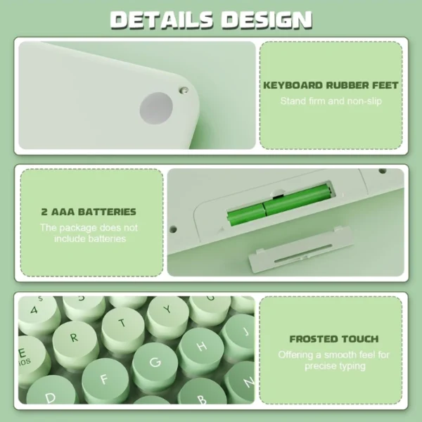 Ajazz 308i Milky Meow — Teclado inalámbrico, Bluetooth, retro, incluye gato magnético, verde gradiente - Imagen 3