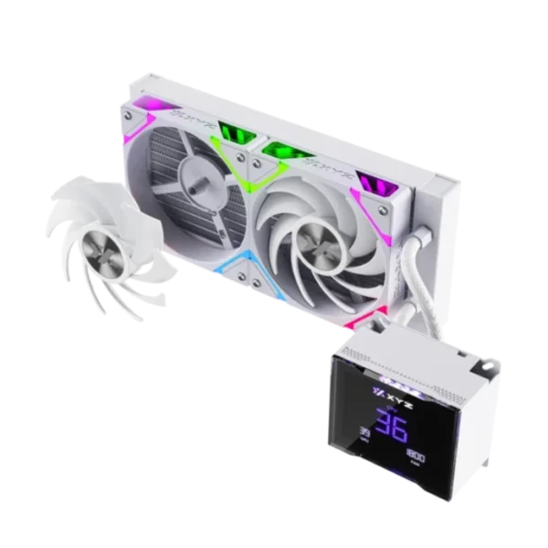 XYZ Hydrotemp 240 White — AiO 240mm, Pantalla 3.5" GPU/CPU/RPM data - Imagen 3