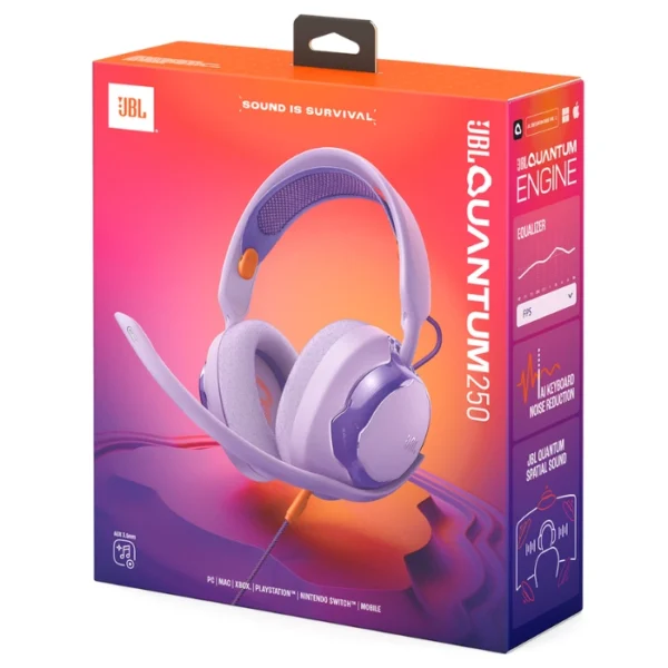 JBL Quantum 250 Purple — Auriculares con cable multiplataforma para gaming, personalizables con JBL QuantumENGINE, lila - Imagen 2