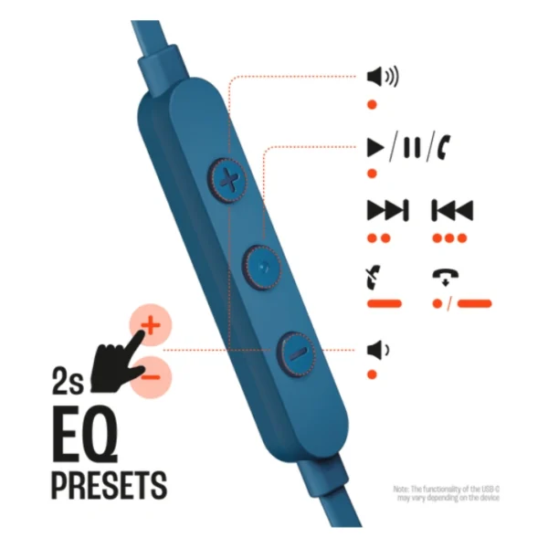 JBL Tune 310C USB Blue — Auriculares intraaurales compatibles con audio de alta resolución y sonido JBL Pure Bass, conectividad USB—C, 3 botones, micrófono y control de preajustes EQ, azul - Imagen 4