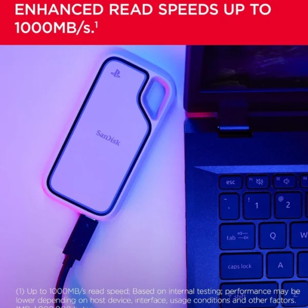 SanDisk Extreme Portable SSD 2TB Licensed for PlayStation 5 and PC — Portátil, Hasta 1000MB/s, USB 3.2 Gen 2 - Imagen 4
